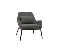 Fauteuil design en tissu effet velours gris foncé et métal noir MAXINE