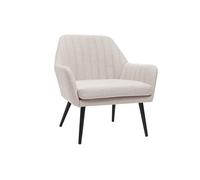 Fauteuil design en tissu effet velours texturé beige et métal noir GASTON
