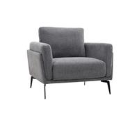 Fauteuil design en tissu effet velours texturé gris et métal noir MOSCO