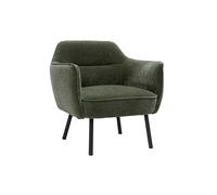 Fauteuil design en tissu effet velours vert kaki et métal noir LAURENS