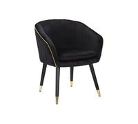 Fauteuil en velours avec bordure dorée Paris - Noir