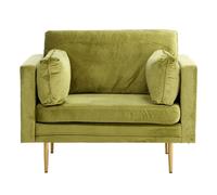 Fauteuil Design en Velours "Boom" 110cm Vert & Or