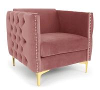 Fauteuil Design en Velours Suez 83cm Rose