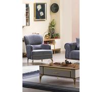 Fauteuil design gris salon siège rembourré monoplace lounge club mobilier