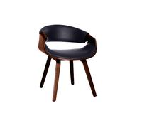 Fauteuil design noir et bois foncé noyer ARAMIS