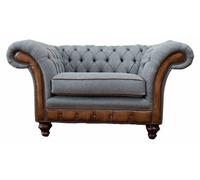 Fauteuil Design Relax Textile Lounge Luxe Gris Coussin Assise Chesterfield