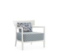 Fauteuil D'extérieur CARA MAT Liberty Obi Check Blanc/ Bleu