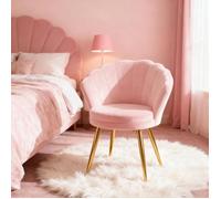 Fauteuil DHHOZAMZ,Fauteille Coquillage,Fauteuilet Salon Velours,Fauteuil Rose,Moderne,Pieds en Métal Plaqué Or
