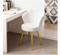 Fauteuil DHHOZAMZ,Fauteille Coquillage,Fauteuilet Salon Velours,Fauteuilet Blanc,Scandinave,Pieds en Métal Plaqué Or