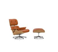 Fauteuil Eames avec repose-pieds Calma Cognac/ Aluminium/ Châtaigne