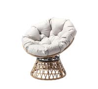 Fauteuil Relaxation PAPAZAN Rotin Naturel Beige | Assise pivotante à 360°, coussin épais traité anti-UV, structure acier époxy : détente exotique au quotidien.