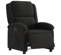 Fauteuil électrique inclinable en tissu noir, 135 degrés, avec repose-pieds | Cadre en bois et métal, poche latérale, revêtement en polyester, capacité de 110 kg, usage domestique
