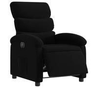 Fauteuil électrique inclinable en tissu noir avec moteur et poche latérale | Inclinable à 135 degrés, cadre en bois et métal, rembourrage en mousse, capacité 110 kg, tissu 100 % polyester, utilisation