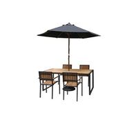 Fauteuil en Acier & Bois d'Acacia x 4