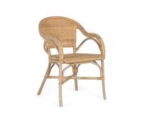 Fauteuil en bambou et rotin - Lot de 2 - Accoudoirs - 84 cm de hauteur - 55 cm de largeur - Naturel - Marron