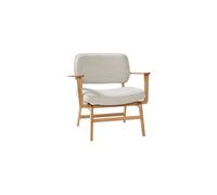 Fauteuil en bois de chêne et tissu gris, fixe, mousse HR 28 kg/m3, FSC, Oeko-Tex - Hübsch, Haze - 58x80x79 cm