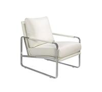 Fauteuil en croûte de cuir et pieds en acier Blanc