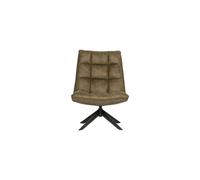 Fauteuil en cuir artificiel vert, pivotant, relax, rembourré, style vintage - Woood, Jouke - 70x85x97 cm