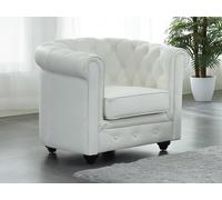 Fauteuil en cuir de buffle blanc CHESTERFIELD