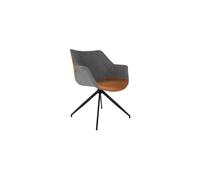 Fauteuil en cuir marron et tissu gris, fixe, vintage - Zuiver, Doulton - 67x61x80 cm