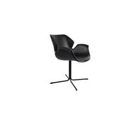 Fauteuil en cuir noir, coque en bois, pieds en acier, design vintage, style milieu du siècle - Zuiver, Nikki - 66x62x80 cm