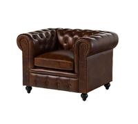 MASSIVMOEBEL24.DE Fauteuil Brun Chesterfield #102 | 105x82x75 cm (BxTxH)36kgClassiquepartiellement assemblé
