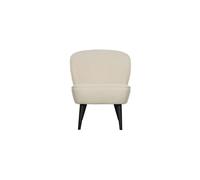 Fauteuil en fausse fourrure blanche, fixe, uni, pieds hauts en bois, assise rembourrée - Woood, Sara - 59x70x71 cm