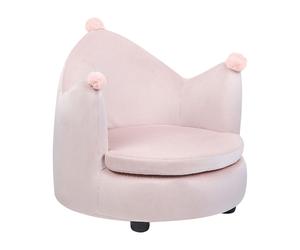 Fauteuil en Forme de Couronne en Velours Rose et Bois d'Hévéa pour Enfant Vega