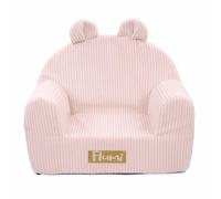 Fauteuil en mousse pour enfant Flumi mini sofa avec oreilles – velours côtelé rose