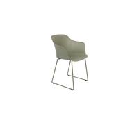 Fauteuil en polypropylène vert, accoudoirs, pieds en acier thermolaqué, coque incurvée, style industriel - White Label, Tango - 54x58x82 cm