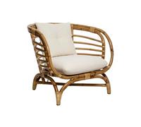 Fauteuil en rotin avec cousins coloris Blanc - Longueur 78 x Profondeur 84 x Hauteur 75 cm - -