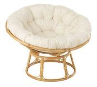 Fauteuil en Rotin & Coussin "Céline" 115cm Naturel Beige G