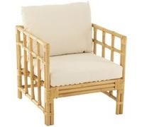 Fauteuil en Rotin & Coussin "Elise" 73cm Naturel Beige G