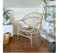 Fauteuil en rotin - Indien - Vintage - Avec accoudoirs