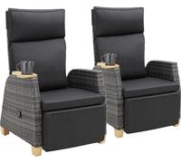 Fauteuil en rotin Pescara avec structure en aluminium, dossier réglable - Lot de 2