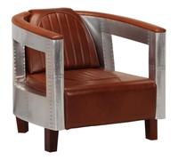 Fauteuil en style d aviation marron cuir véritable