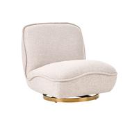 Fauteuil en Tissu Base Pivotante en Acier sans Accoudoirs Assise Épaisse Beige M