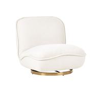 Fauteuil en Tissu Base Pivotante en Acier sans Accoudoirs Assise Épaisse Blanc C
