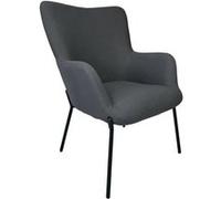 Happy Garden Fauteuil en tissu bouclé Eira piétement en métal Gris