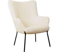 Happy Garden – Fauteuil EIRA – tissu bouclette écru, effet peau de mouton, piétement métal