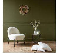 Happy Garden Fauteuil d'appoint HELMI – Tissu bouclette écru, effet peau de mouton, piétement métal