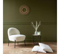Happy Garden Fauteuil d'appoint HELMI – Tissu bouclette écru, effet peau de mouton, piétement métal