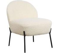 Happy Garden Fauteuil d'appoint HELMI – Tissu bouclette écru, effet peau de mouton, piétement métal