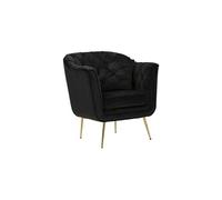 Mauro Ferretti Fauteuil Budapest matelassé 91 cm tissu capitonné avec coussin Noir