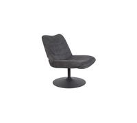 Fauteuil en tissu côtelé gris, pied pivotant métal, 1 place, antidérapant, relax - Zuiver, Bubba - 81x67x85 cm