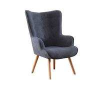 Fauteuil en tissu de velours gris avec pieds nordiques en bois de hêtre - Longueur 71 x Profondeur 75 x Hauteur 95 cm --