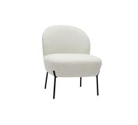 Fauteuil en tissu effet laine bou blanc et métal noir beley