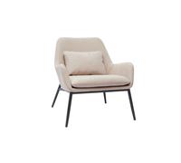 Fauteuil en tissu effet velours beige et métal noir maxine