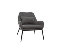 Fauteuil design en tissu effet velours gris foncé et métal noir MAXINE