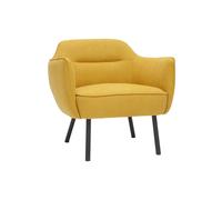 Fauteuil en tissu effet velours jaune moutarde et métal noir laurens